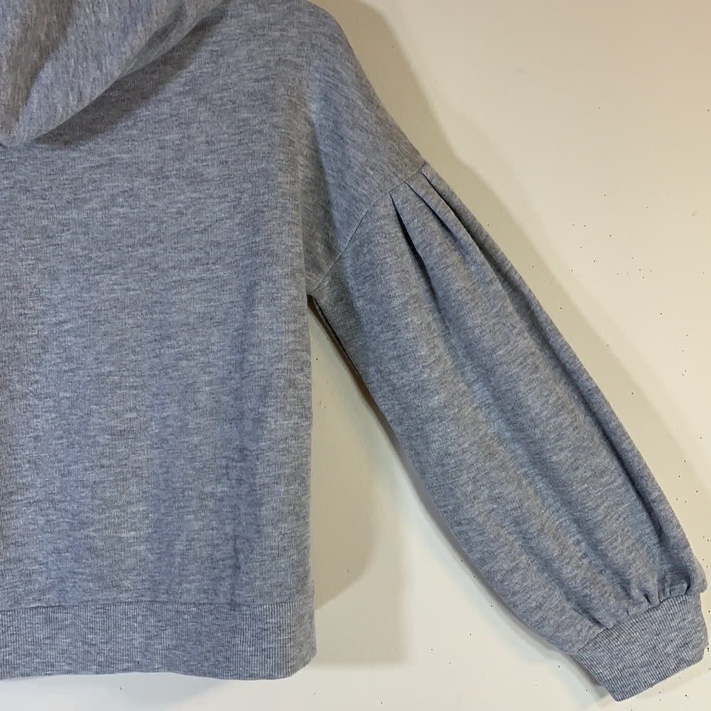 NWT. Nordstrom Girl’s L Grey Heather Rainbow Cotton Blend Puff Sleeve Hoodie. - Picture 8 of 8